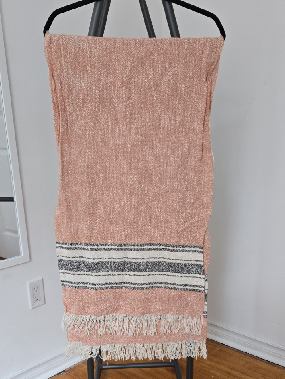 Scotch & Soda Pink and Black Striped Woven Throw